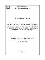 Tóm tắt luận văn Thạc sĩ: Tổ chức hệ thống thông tin kế toán quản trị trong bối cảnh vận dụng ERP tại Công ty Cổ phần đầu tư phát triển và xây dựng Thành Đô Chi nhánh Boutique