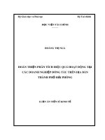 Luận án Tiến sĩ Kinh tế: Hoàn thiện phân tích hiệu quả hoạt động tại các doanh nghiệp đóng tàu trên địa bàn thành phố Hải Phòng