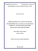 Tóm tắt luận án Tiến sĩ Kinh tế: Chính sách kinh tế của nhà nước hỗ trợ doanh nghiệp nâng cao năng lực cạnh tranh - Nghiên cứu trường hợp doanh nghiệp trên địa bàn thành phố Hải Phòng