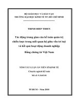 Tóm tắt luận án Tiến sĩ Kinh tế: Tác động trung gian của kế toán quản trị chiến lược trong mối quan hệ giữa vốn trí tuệ và kết quả hoạt động doanh nghiệp bằng chứng từ Việt Nam