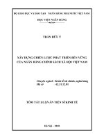 Tóm tắt luận án Tiến sĩ Kinh tế: Xây dựng chiến lược phát triển bền vững của Ngân hàng Chính sách Xã hội Việt Nam