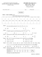 Đề thi học kì 2 môn Toán 10 năm 2018-2019 có đáp án - Trường THCS&THPT M.V Lômônôxốp