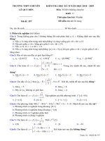 Đề thi học kì 2 môn Toán 11 năm 2018-2019 có đáp án - Trường THPT chuyên Lê Quý Đôn