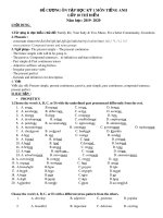 Đề cương ôn tập học kì 1 môn Tiếng Anh 10 năm 2019-2020 - Trường THPT Lương Ngọc Quyến (Thí điểm)