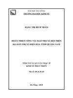 Tóm tắt luận văn Thạc sĩ: Hoàn thiện công tác bảo trợ xã hội trên địa bàn thị xã Điện Bàn, tỉnh Quảng Nam