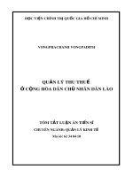 Tóm tắt luận án Tiến sĩ: Quản lý thu thuế ở Cộng hòa dân chủ nhân dân Lào