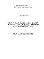 luận văn thạc sĩ quản lý dự án đầu tư tại ban quản lý dự án đầu tư xây dựng các công trình giao thông tỉnh hà nam 