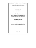 Tóm tắt luận án Tiến sĩ Quản lý công: Quản lý nhà nước về phát triển nguồn nhân lực nữ nghiên cứu khoa học ở Việt Nam