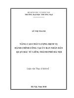 luận văn thạc sĩ nâng cao chất lượng dịch vụ hành chính công tại ủy ban nhân dân quận bắc từ liêm, thành phố hà nội 