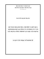 luận văn thạc sĩ kế toán doanh thu, chi phí và kết quả kinh doanh tại công ty cổ phần tư vấn xây dựng công trình vật liệu xây dựng 