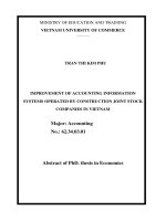 Abstract of PhD thesis in Economics: Improvement of accounting information systems operated by construction joint stock companies in Vietnam