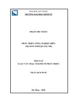 Tóm tắt luận văn Thạc sĩ Kinh tế: Phát triển công nghiệp trên địa bàn tỉnh Quảng Trị