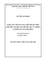 Tóm tắt luận án Tiến sĩ Giáo dục học: Nghiên cứu giải pháp phát triển bơi lội chống đuối nước cho học sinh tiểu học tại các trường có bể bơi của tỉnh Hải Dương