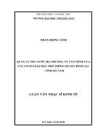 luận văn thạc sĩ quản lý nhà nước địa phương về tài chính của các cơ sở giáo dục phổ thông huyện bình lục – tỉnh hà nam 