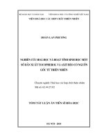 Tóm tắt luận án Tiến sĩ Hóa học: Nghiên cứu hóa học và hoạt tính sinh học một số dẫn xuất Tocopherol và Axit béo có nguồn gốc từ thiên nhiên