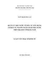 luận văn thạc sĩ quản lý nhà nước về đầu tư xây dựng cơ bản từ nguồn ngân sách nhà nước trên địa bàn tỉnh hà nam 