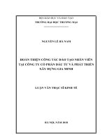 luận văn thạc sĩ hoàn thiện công tác đào tạo nhân viên tại công ty cổ phần đầu tư và phát triển xây dựng gia minh1 