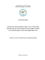 Tóm tắt luận án Tiến sĩ Quản trị kinh doanh: Ảnh hưởng trách nhiệm xã hội và sự gắn bó nhân viên đến kết quả hoạt động doanh nghiệp – Nghiên cứu trường hợp các doanh nghiệp phía Nam