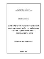 luận văn thạc sĩ điđịnh hướng và một số giải pháp nâng cao chất lượng cho vay KHCN tại ngân hàng TMCP đông á – chi nhánh bắc ninh”  