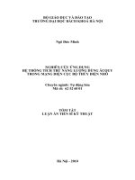 Tóm tắt luận án Tiến sĩ Kỹ thuật: Nghiên cứu ứng dụng hệ thống tích trữ năng lượng dùng ăcquy trong mạng điện cục bộ thuỷ điện nhỏ