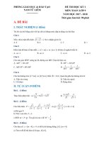 Đề thi học kì 1 môn Toán 9 năm 2017-2018 có đáp án - Phòng GD&ĐT Nam Từ Liêm