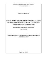 Summary of Doctoral dissertation of Science and Education: Developing the team of core managers of the junior high school according to competence approach