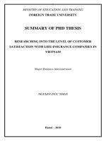 Summary of PhD thesis: Researching into the level of customer satisfaction with life-insurance companies in Vietnam