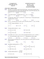 Đề thi học kì 1 môn Toán 11 năm 2018-2019 có đáp án - Trường THPT Kim Liên