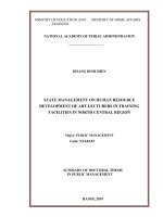 Summary of Doctoral thesis in public Management: State management on human resource development of art lecturers in training facilities in North Central Region