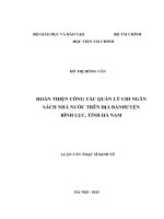 Hoàn thiện công tác quản lý chi ngân sách nhà nước trên địa bàn huyện bình lục tỉnh hà nam