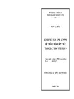Tóm tắt luận án Tiến sĩ Giáo dục học: Rèn luyện học sinh kỹ năng hệ thống hoá kiến thức trong dạy học Sinh học 9
