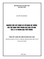 Tóm tắt luận án Tiến sĩ Giáo dục học: Nghiên cứu xây dựng và sử dụng hệ thống bài tập định tính trong dạy học cơ học Vật lí 10 Trung học phổ thông