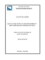 Tóm tắt luận văn Thạc sĩ: Quản lý nhà nước các doanh nghiệp tư nhân trên địa bàn tỉnh Quảng Ngãi