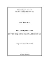 luận văn thạc sĩ hoàn thiện quản lý quỹ hỗ trợ nông dân của tỉnh sơn la 
