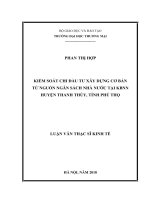 luận văn thạc sĩ kiểm soát chi đầu tư xây dựng cơ bản từ nguồn ngân sách nhà nước tại kho bạc nhà nước huyện thanh thủy  tỉnh phú thọ 