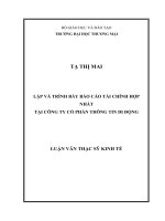 luận văn thạc sĩ lập và trình bày báo cáo tài chính hợp nhất tại công ty cổ phần dịch vụ thông tin di động 