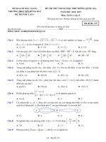 Đề thi thử THPT Quốc gia lần 1 môn Toán 11 năm 2018-2019 - Trường THPT Yên Dũng số 3