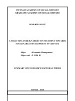 Summary of economics Doctoral thesis: Attracting foreign direct investment towards sustainable development in Vietnam