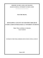 Summary of Doctoral dissertation of Educational Science: Developing capacity of scientific research in education of pedagogical university students