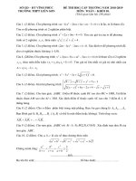 Đề thi chọn HSG cấp trường môn Toán lớp 10 năm 2018-2019 - Trường THPT Liễn Sơn