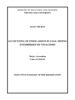 Executive summary of PhD Dissertation: Accounting of fixed assets in coal mining enterprises of Vinacomin