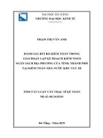Tóm tắt luận văn Thạc sĩ: Đánh giá rủi ro kiểm toán trong giai đoạn lập kế hoạch kiểm toán ngân sách địa phương của tỉnh, thành phố tại Kiểm toán nhà nước khu vực III