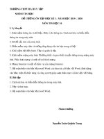 Đề cương ôn tập học kì 1 môn Tin học 10 năm 2019-2020 - Trường THPT Hà Huy Tập