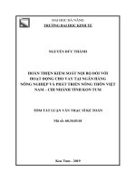 Tóm tắt luận văn Thạc sĩ: Hoàn thiện kiểm soát nội bộ đối với hoạt động cho vay tại Ngân hàng nông nghiệp và phát triển nông thôn Việt Nam - Chi nhánh tỉnh Kon Tum