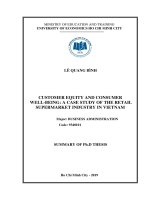 Summary of PhD thesis: Customer equity and consumer well being - A case study of the retail supermarket industry in Vietnam