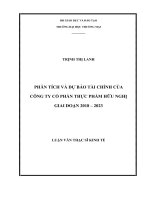luận văn thạc sĩ phân tích và dự báo tài chính của công ty cổ phần thực phẩm hữu nghị giai đoạn 2018 – 2023 