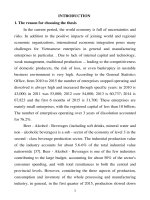 Summmary of Doctoral thesis: Completion of internal controls in Vietnamese beer - wine - beverage manufacturing enterprises