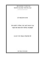 luận văn thạc sĩ tổ chức công tác kế toán tại viện di truyền nông nghiệp 