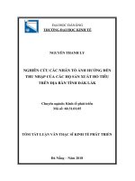 Tóm tắt luận văn Thạc sĩ: Nghiên cứu các nhân tố ảnh hưởng đến thu nhập của các hộ sản xuất hồ tiêu trên địa bàn tỉnh Đắk Lắk