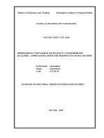 Summary of Doctoral thesis in Journalism studies: Professional Vietnamese journalists’ contemporary qualities - Approaching from the perspective of Ho Chi Minh